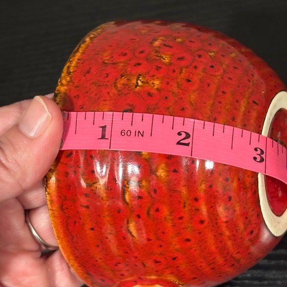 Starbucks 2011 hand-painted red speckled pottery rice bowl with a handle. - Picture 5 of 7